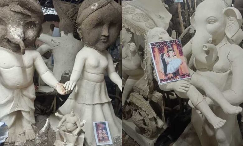 इंदौर-में-गणेश-जी-की-आपत्तिजनक-मूर्तियां-बनाने-पर-हंगामा,-बंगाल-के-कलाकारों-का-मुंह-किया-काला;-3-गिरफ्तार