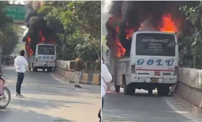 इंदौर-में-वाहन-टकराने-के-बाद-शुक्ला-ब्रदर्स-की-बस-में-आग,-यात्री-सुरक्षित,-फायर-ब्रिगेड-ने-पाया-काबू