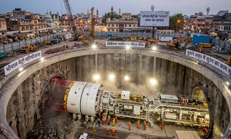 भोपाल-में-‘पाताल’-से-दौड़ेगी-मेट्रो,-15-मीटर-नीचे-उतरी-tbm-मशीन;-पुराने-शहर-में-शुरू-होगा-सुरंग-निर्माण