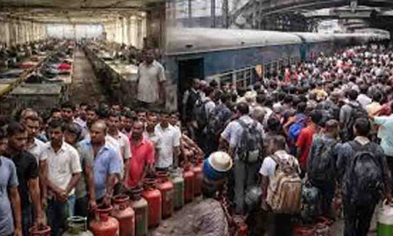 सूरत-में-गैस-संकट-से-हाहाकार,-सिलेंडर-की-कमी-से-हजारों-श्रमिकों-का-पलायन