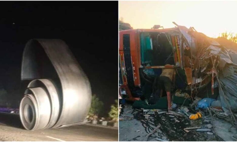 इंदौर-में-दर्दनाक-हादसा:-ट्रक-से-स्टील-रोल-गिरा,-5-वाहन-टकराए,-एक-की-मौत