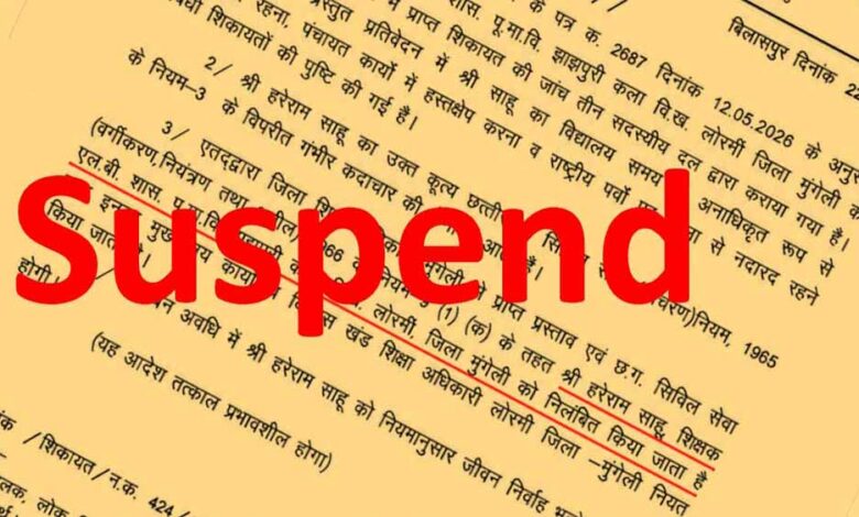 राष्ट्रीय पर्वों से गायब रहना शिक्षक को पड़ा महंगा, संयुक्त संचालक ने किया निलंबित