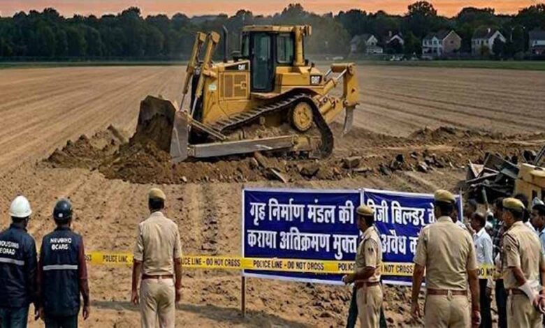 अवैध कब्जे पर बड़ी कार्रवाई, बिल्डर के निर्माण पर चला बुलडोजर, करोड़ों की जमीन मुक्त